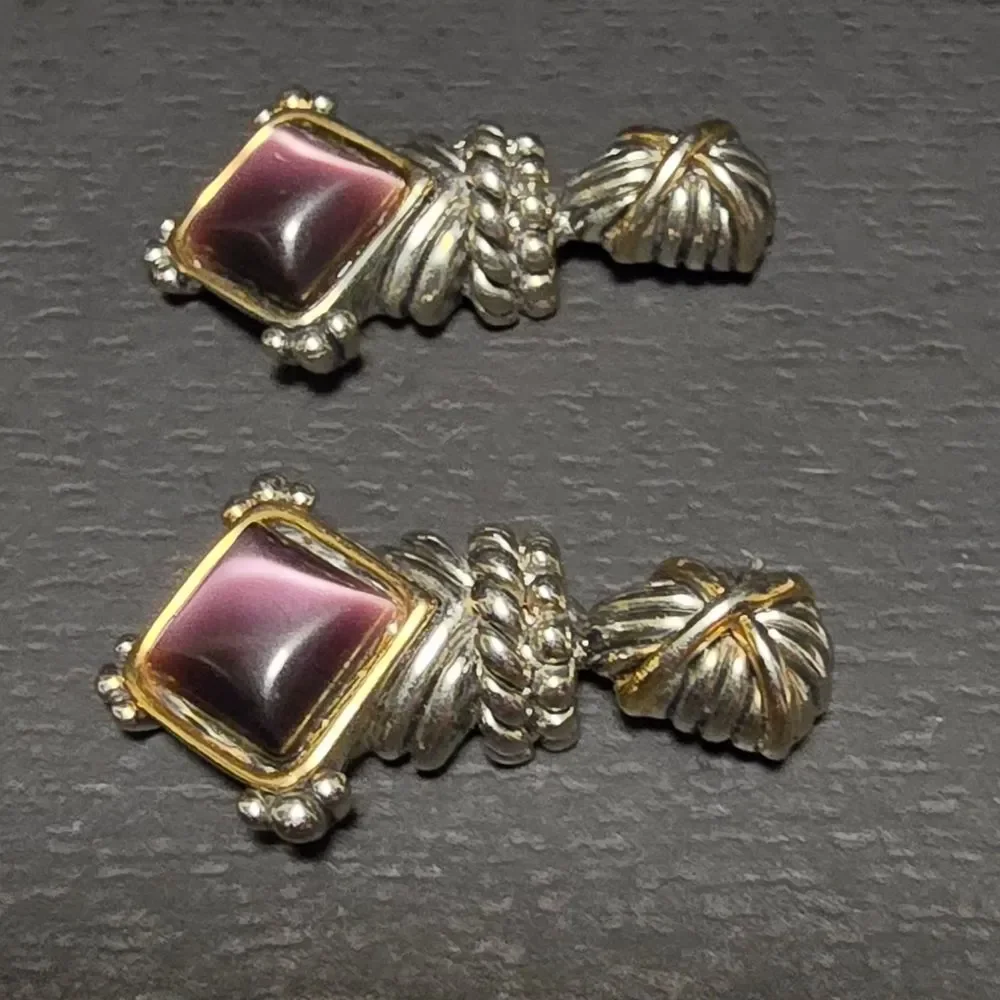 Elegant Silver and Purple Earrings - Picture 5 of 5